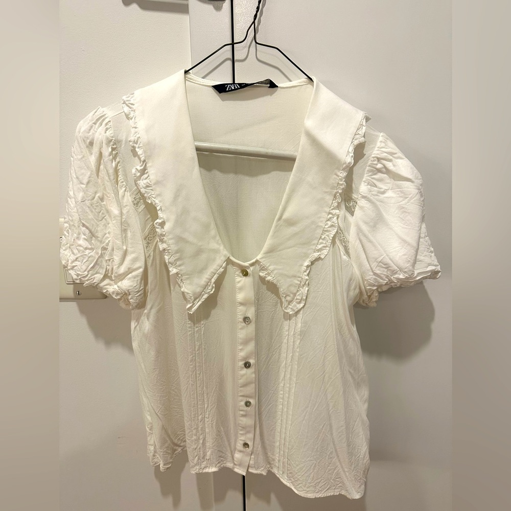Zara white blouse with collar size S
